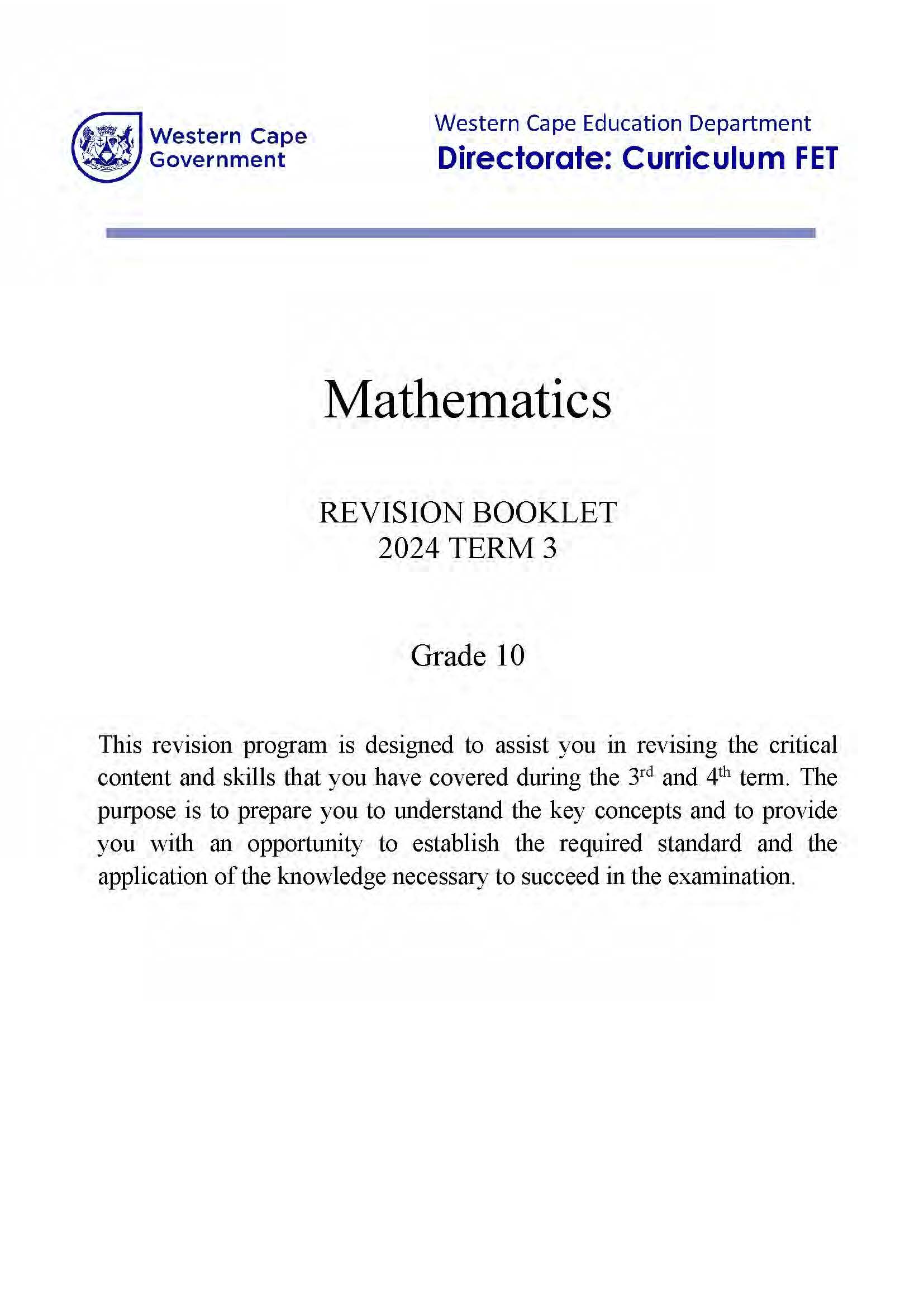 maths lit assignment grade 10 term 3